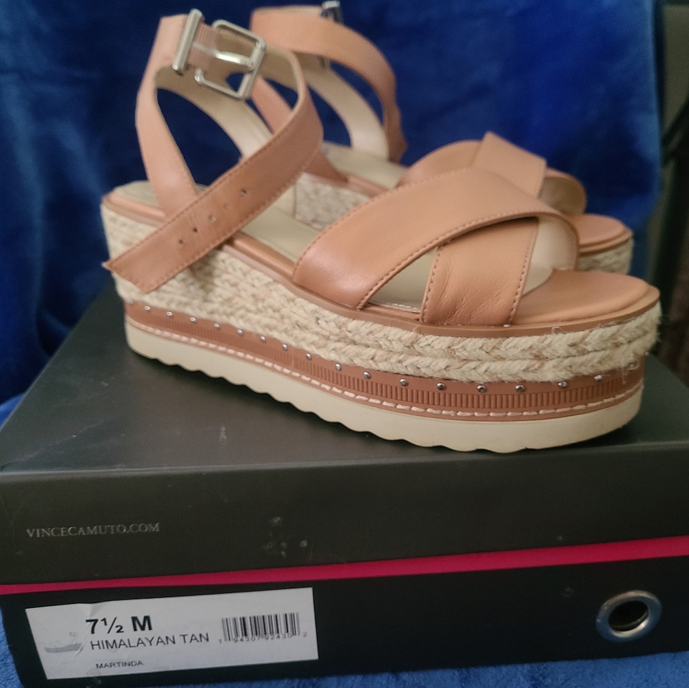 Vince Camuto platform Himalayan tan sandals